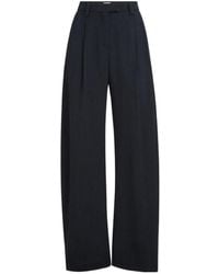 Brunello Cucinelli - Virgin Wool Crêpe Chevron Tailored Barrel Trousers With Monili - Lyst