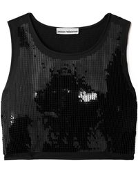 Rabanne - Sequined Cropped Tank Top - Lyst