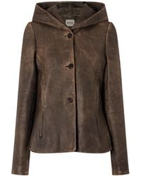 KHAITE - Hooded Leather Jacket - Lyst