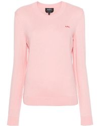 A.P.C. - Logo-Embroidered Cotton Jumper - Lyst