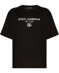 Dolce & Gabbana - Dg Embroidered T-Shirt With Lettering Logo Print - Lyst