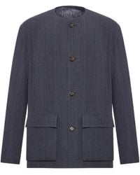 Lardini - Pinstriped Collarless Jacket - Lyst