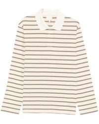 A.P.C. - Button Detailed Striped Polo Shirt - Lyst