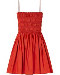 Matteau - Shirred Organic Cotton-Poplin Mini Dress - Lyst