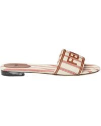 Fendi - Sunshine Pequin Logo Slide Sandals - Lyst