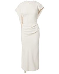 Victoria Beckham - Victoria Draped Crêpe Satin Midi Dress - Lyst