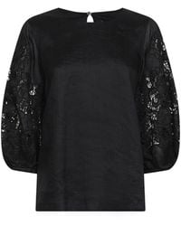 Max Mara - Washed Ramie Gauze And Broderie Anglaise Mstordine T-Shirt - Lyst