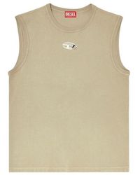 DIESEL - Cotton Tank Top With Metallic Oval D - Lyst