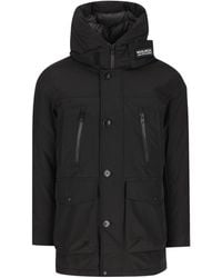 Woolrich - Logo Patch Hooded Coat - Lyst