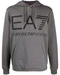 EA7 - Logo-Print Pullover Hoodie - Lyst