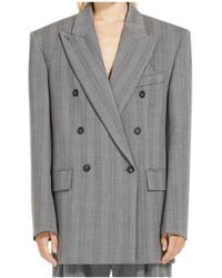 Sportmax - Striped Double-Breasted Long-Sleeved Jacket - Lyst