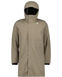 K-Way - Logo-Patch Hooded Single-Breasted Coat - Lyst