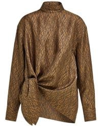 Ferragamo - Silk Shirt With Side Knot - Lyst
