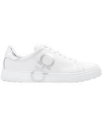 Ferragamo - Gancini-Print Lace-Up Sneakers - Lyst