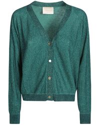 Momoní - Momonì Long Sleeved V-Neck Knitted Lurex Cardigan - Lyst