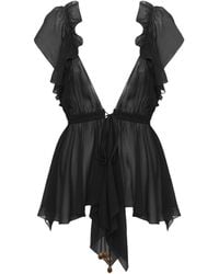 Chloé - Chloé Sheer Detailed V-Neck Top - Lyst