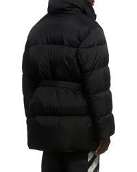 Off-White c/o Virgil Abloh - Logo Printed Belted Puffer Jacket - Lyst