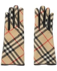 Burberry - Check Wool Cashmere Gloves - Lyst