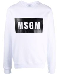 MSGM - Logo-Print Cotton Sweatshirt - Lyst