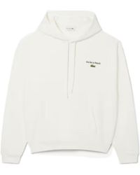 Lacoste - Logo Printed Drawstring Hoodie - Lyst