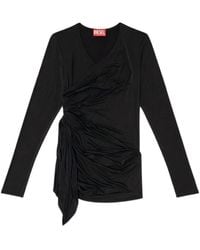 DIESEL - T-Crissy-Plain Draped Top - Lyst