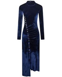 Rabanne - Draped Velvet Long Dress - Lyst