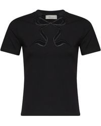 Blumarine - Rhinestone Bow Cut-Out T-Shirt - Lyst