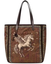 Etro - Nylon Tote Bag With Pegaso Print And Arnica Motif - Lyst