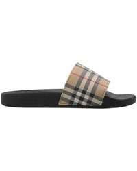 Burberry - Checked Slide Sandals - Lyst