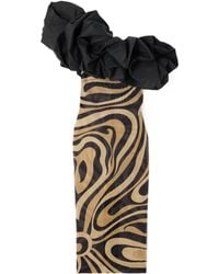 PUCCI - Ruffled Cotton Poplin-Trimmed Printed Mesh Maxi Dress - Lyst