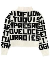 MSGM - Logo Mock Collar Sweater - Lyst