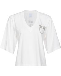 Pinko - Logo Printed Cropped T-Shirt - Lyst