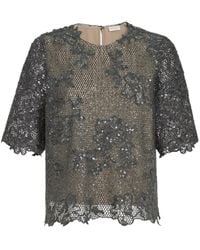 Brunello Cucinelli - Sequin-Embellished Lace Top - Lyst
