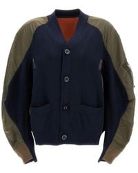 Sacai - Panelled Buttoned Bomber Jacket - Lyst