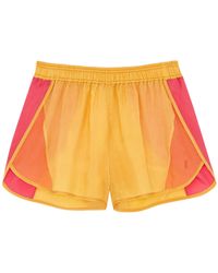 Saint Laurent - Logo Embroidered Color-Block Shorts - Lyst