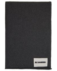 Jil Sander - Logo-Patch Knitted Scarf - Lyst