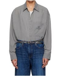 WOOYOUNGMI - Striped Logo Patch Shirt - Lyst