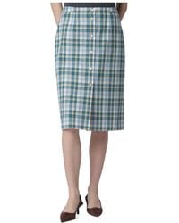 Prada - Plaid Cotton Pencil Skirt - Lyst