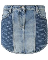 Pinko - Rhinestone-Embellished Denim Skirt - Lyst