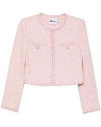 Self-Portrait - Sequin-Embellished Cropped Tweed Jacket - Lyst