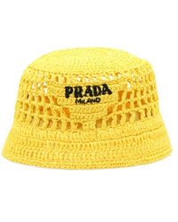 Prada - Raffia Bucket Hat - Lyst
