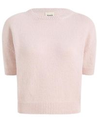 KHAITE - Golden Short-Sleeve Knitted Sweater - Lyst