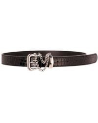 Alessandra Rich - Crocodile-Effect Chain-Detail Belt - Lyst