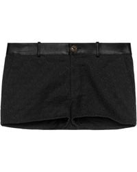 Gucci - Leather-Trimmed Monogram Shorts - Lyst