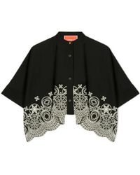 La DoubleJ - Mini Foulard Sangallo-Embroidered Cropped Shirt - Lyst
