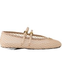 Prada - Triangle-Logo Mesh Ballet Flats - Lyst