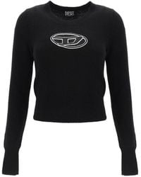 DIESEL - M-Areesa Logo Embroidered Crew Neck Jumper - Lyst