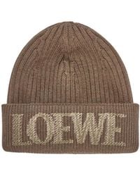 Loewe - Logo Embroidered Ribbed-Knit Beanie - Lyst