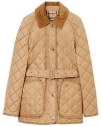 Burberry - Belted Waist Quilted Jacket - Lyst