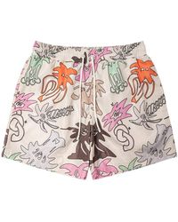 Palm Angels - Palmity-Printed Elasticated Drawstring Waistband Swim Shorts - Lyst